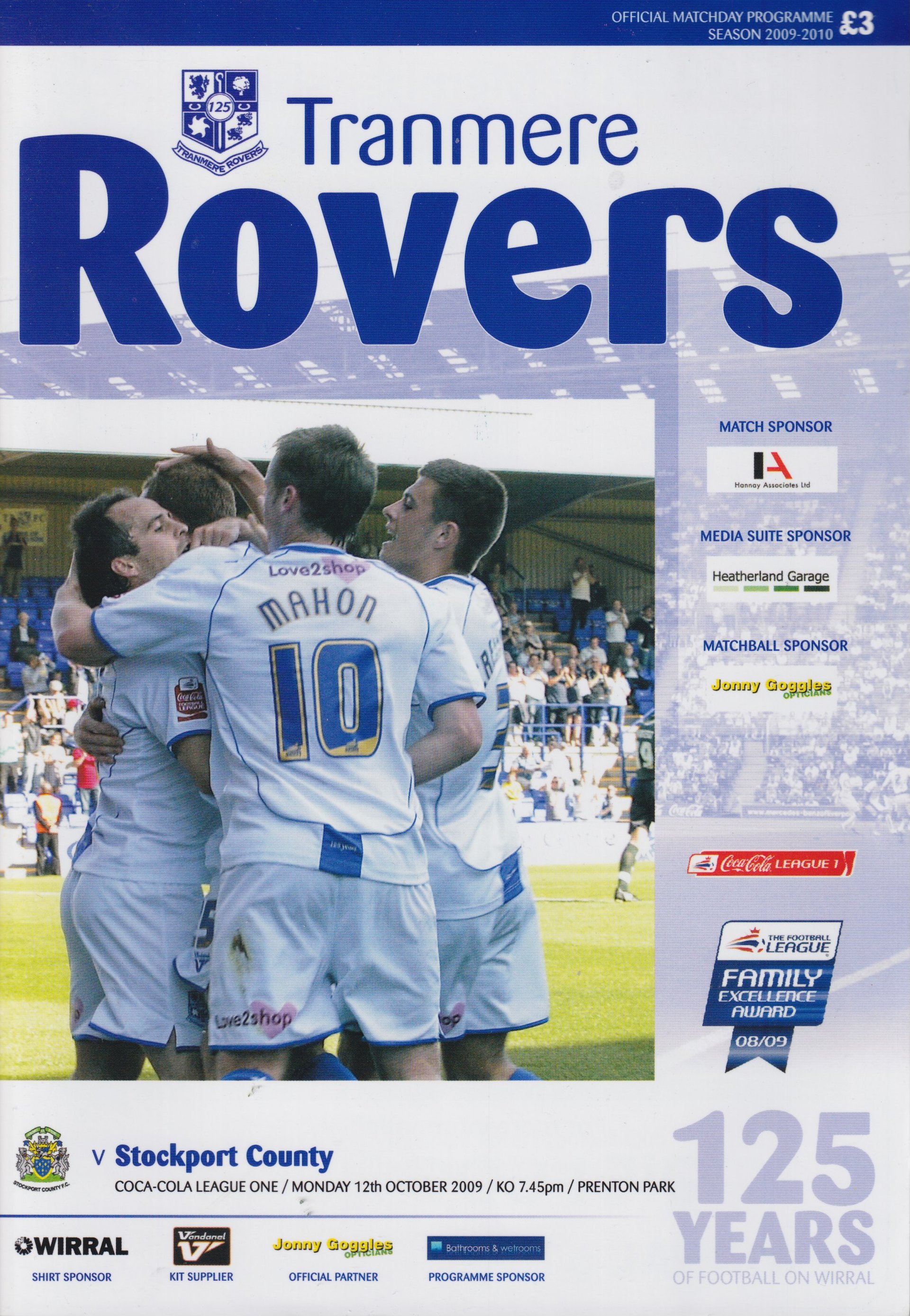 Tranmere Rovers v Stockport County match programme